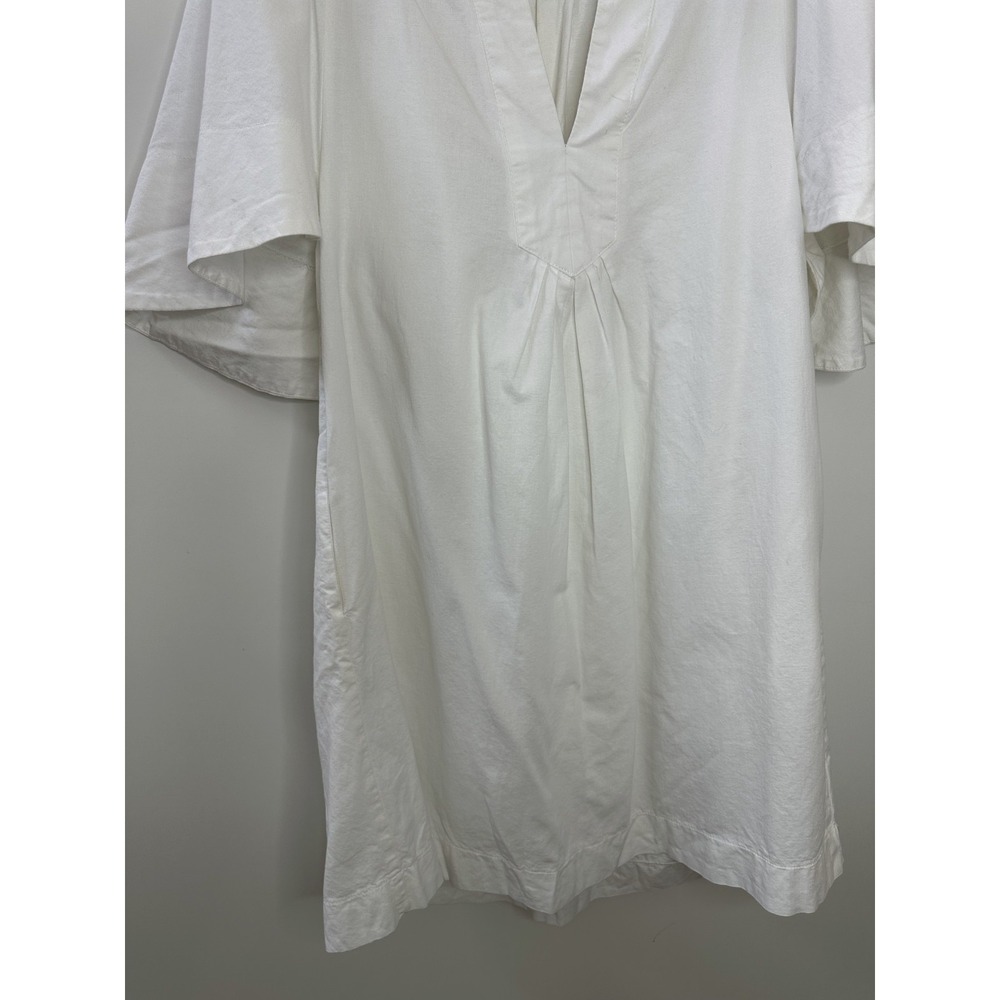 Pomander Place Tuckernuck Finley White Flutter Sleeve Dress Cotton Pockets Large - Picture 5 of 13